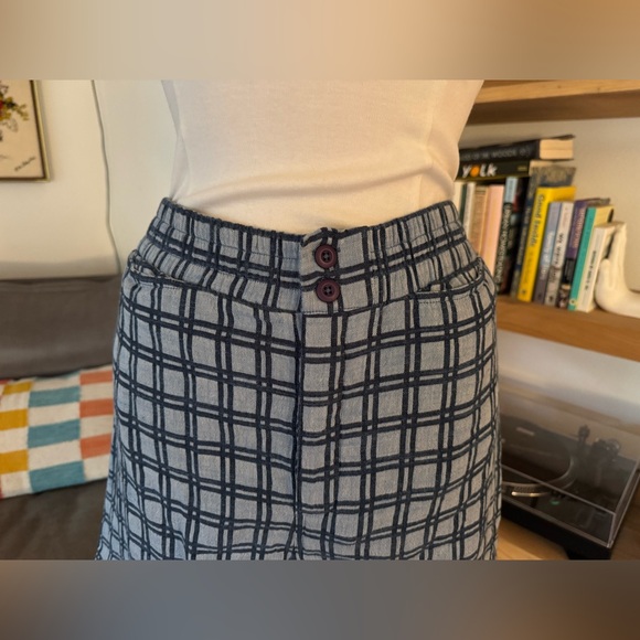 Ace & Jig NWT Willard Pant Tourist Culottes Blue Plaid Grid Windowpane pattern - Picture 2 of 14